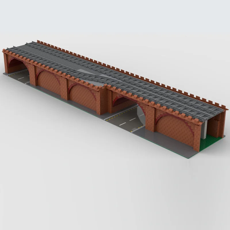 Street View Model MOC Building Bricks Elevated Railway Tracks Straigh Modular Technology Children Holiday Gift Assemble Toy Suit