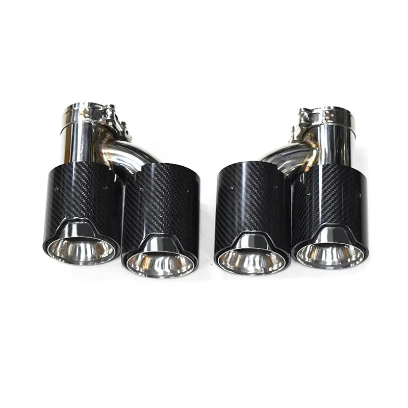Hot Sale Double H Muffler Tip Gloss Silver Carbon Fiber MP Exhaust Tail for BMW M5 M6 F25 F26 535 X3 M Sports Car