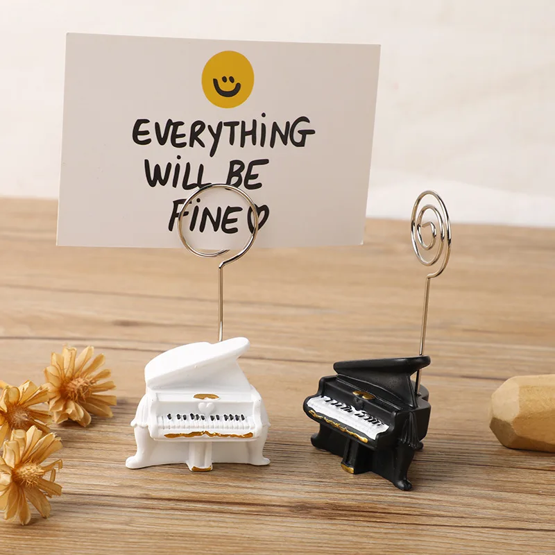 Modern European American Desktop Note Holder,DIY Resin Message Card Clip,Piano Wedding Party Business Card Display Holder