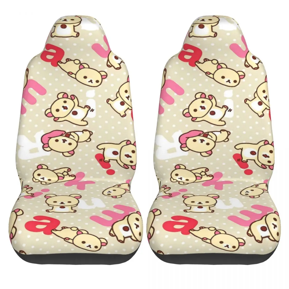 

Чехлы на автомобильные сиденья Rilakkuma, удобные 2-х шт., чехлы на автомобильные сиденья, милый полиэстеровый чехол для автобуса