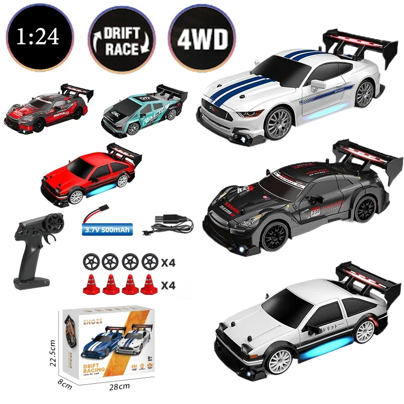 Remote Control Super Drift Car with LED Light 4WD Radio RC Racing Cars High Speed GTRPRO Model AE86PRO Toy Gift for Children Kid