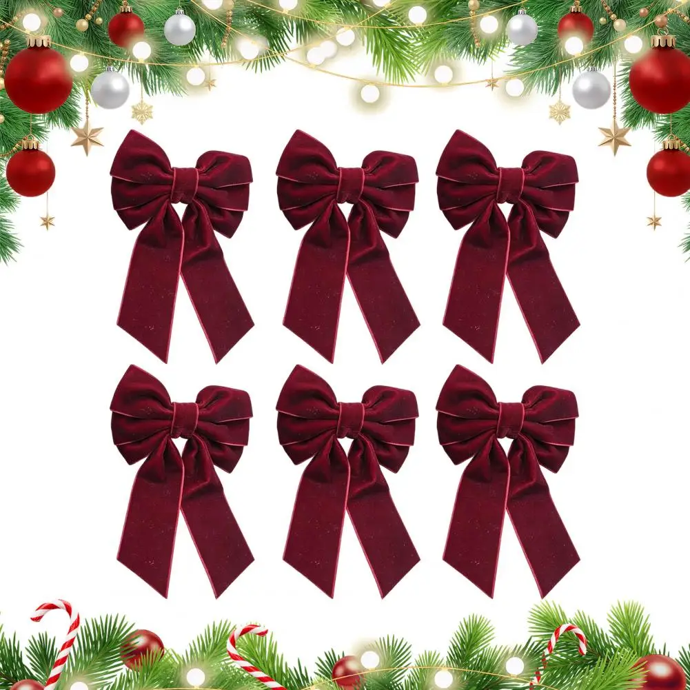 Decorative Bow Napkin Buckles 6pcs Velvet Bow Napkin Rings Set Christmas Fabric Napkin Holders Holiday for Dinner for Dinner
