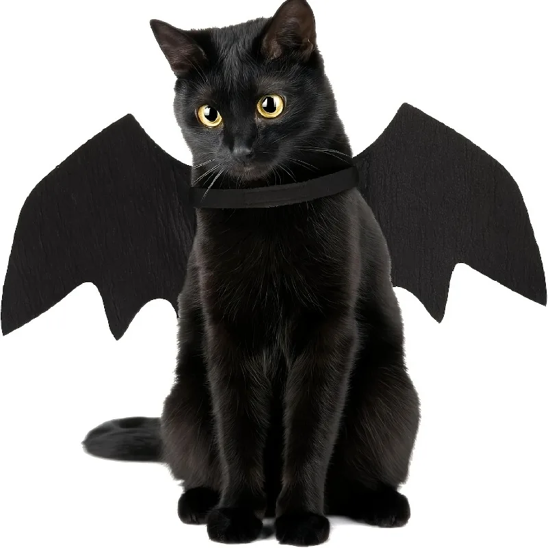 1 Stück weiches, verstellbares Fledermausflügel-Kostüm aus Polyester für Katzen und kleine Hunde, Halloween-Cosplay und Verkleidungsspaß