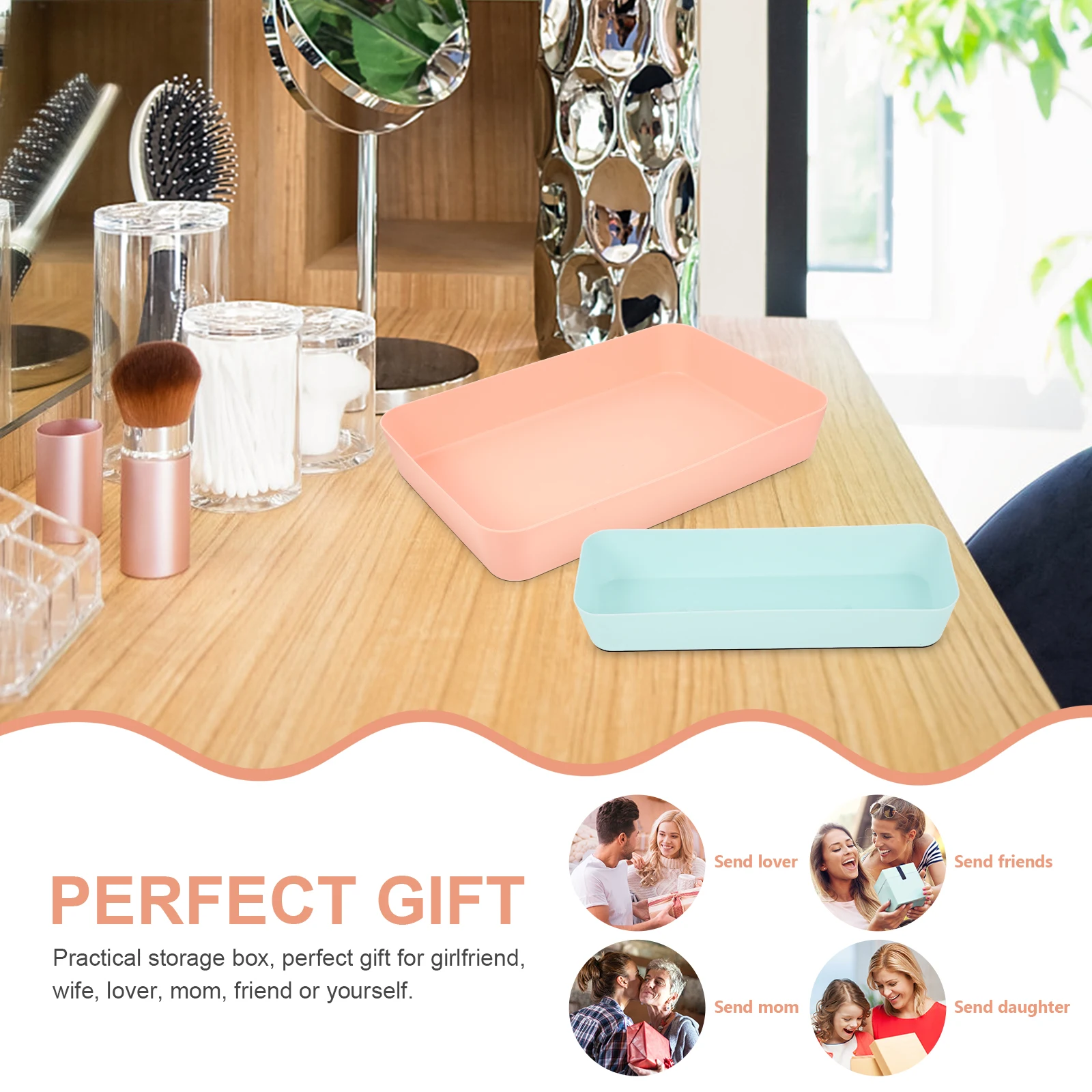 

6pcs Plastic Boxes Desk ganizer Colorful Office Drawer ganizer Kitchen Bedroom Holder PP Material Daily Use