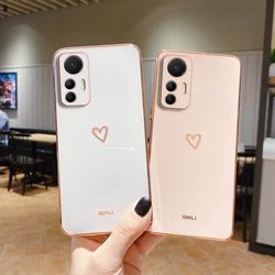 Luxury Mirror Plating Love Heart Phone Case For Xiaomi Mi 12 Lite Mi12 12T 12 Pro 12s Ultra 12Lite 12Pro 5G Xiomi Silicone Cover