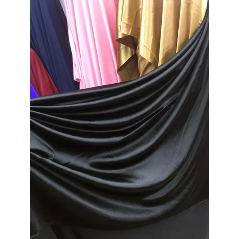 Four-sided Elastic Satin Fabric Glossy By The Meter for Dresses Clothes Cheongsam Sewing Soft Drape Opaque Plain Diy Stage Cloth