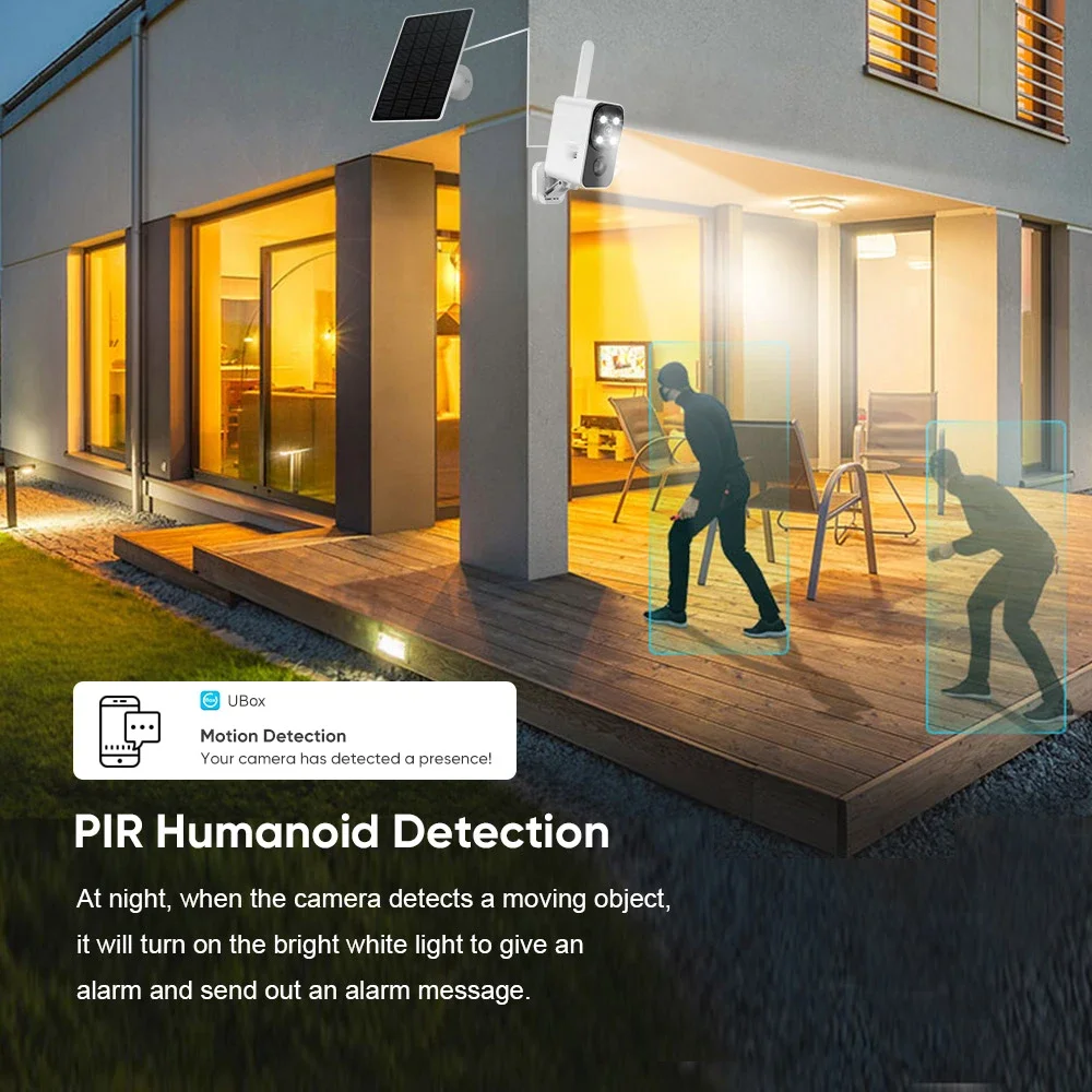 1-3PCS Ubox WiFi Security Battery Camera 4MP Wireless Outdoor Surveillance Camera Night Vision PIR Human Motion Two-way Audio