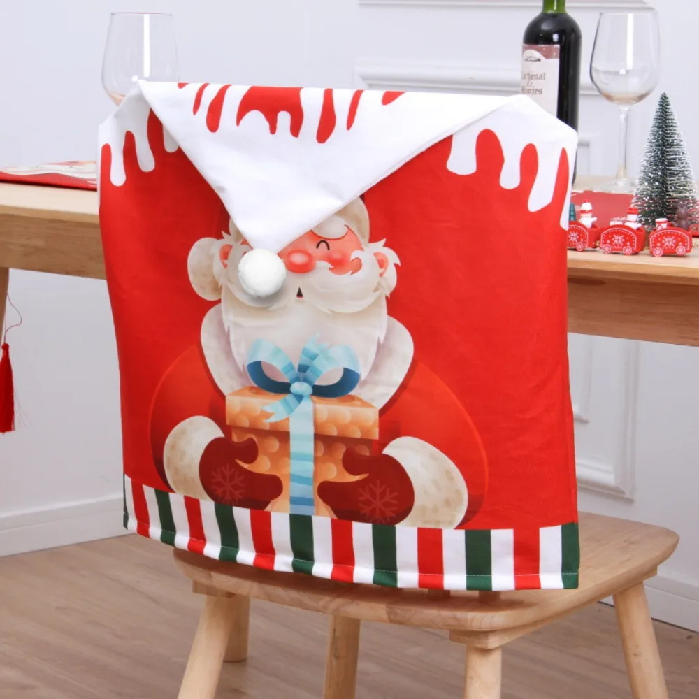

Simple Snowman Christmas Chair Cover Soft Stretch Xmas Dinner Chair Seat Cover Elk Removable Festival Table Decor Kitchen