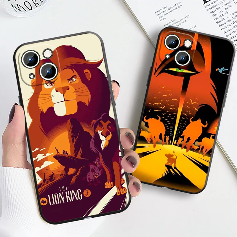 Disney Lion King Simba For iPhone 15 14 13 12 11 XS XR X 8 7 SE Pro Max Plus Mini Black TPU Phone Case