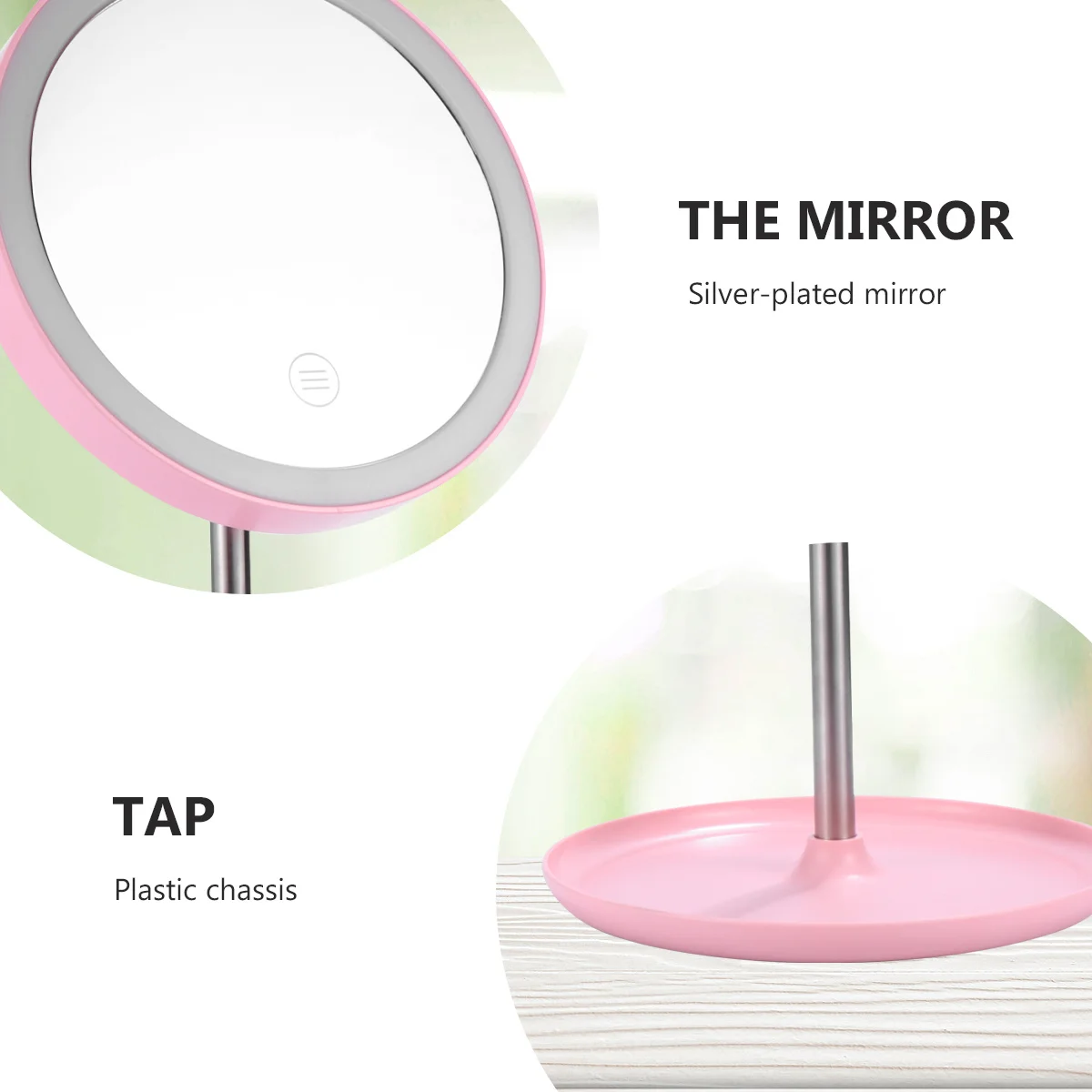 1200 Mah Aufladbare Led Make-Up 360 Grad Einstellbare Helligkeit Spiegel Für Frauen Desktop USB Aufladbare Tragbare