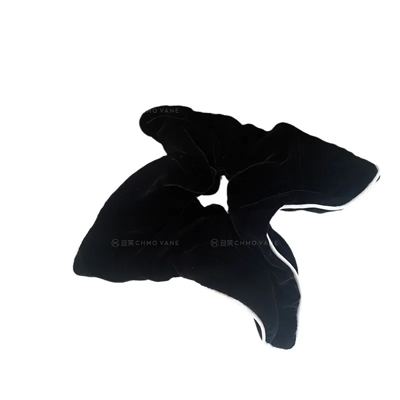 Korean Velvet Super Large Square Fat Intestine Loop Hair Loop New Small and Versatile Black Texture Headwear Hair Rope