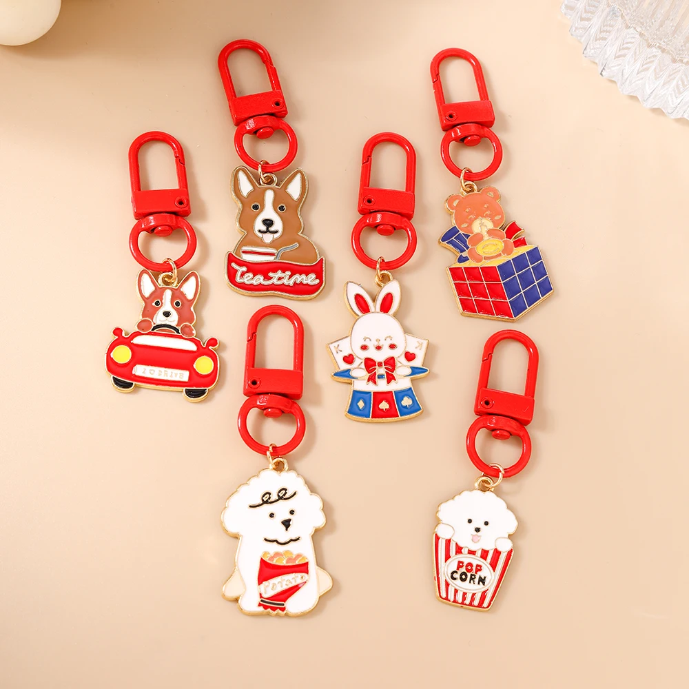 

Lovely Puppy Dog Keychain Cartoon Animal Key Ring Pendant for Women Girls Handbag Decor DIY Key Chain Jewelry Gift