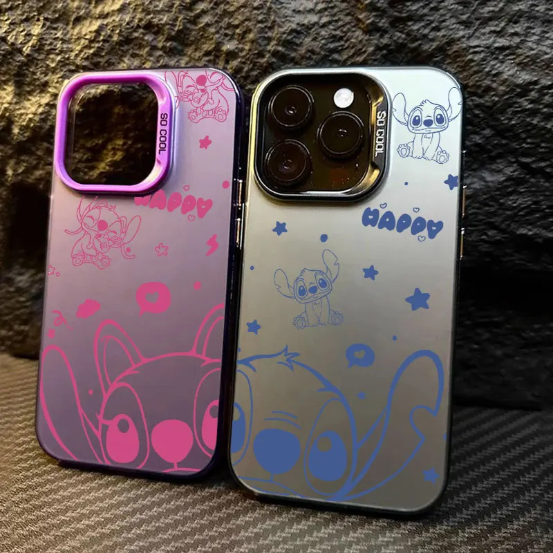 

Stitch Art Disney Phone Case For iPhone 11 12 13 14 15 16 17 Pro Max 16e 17E 17 Air 15 Plus 13 Mini Shockproof Fundas Back Cover