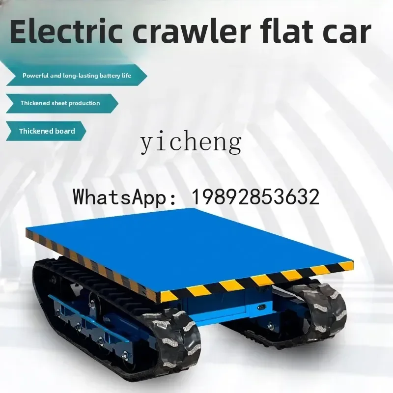 Mały elektryczny wózek gąsienicowy zdalnie sterowany, platformowy, do transportu towarów w szklarniach, wózek do transportu ładunków.