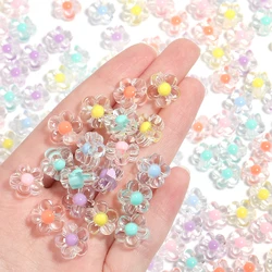 100pcs/lot Acrylic Flower Beads Transparency Sunflowers Beads Matte Flowers Middle Beads Loose Spacer Beads For Jewelry Making