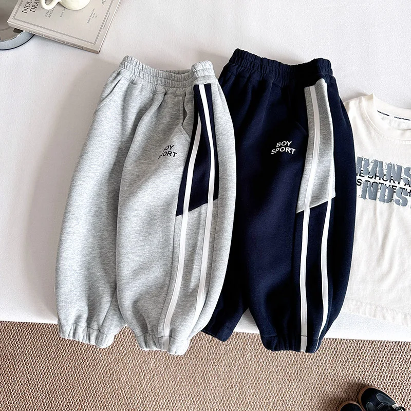 

Корейские спортивные штаны для мальчиков от 4 до 6 лет, новые осенние спортивные штаны для маленьких мальчиков, повседневные спортивные штаны контрастного цвета с эластичной резинкой на талии для мальчиков