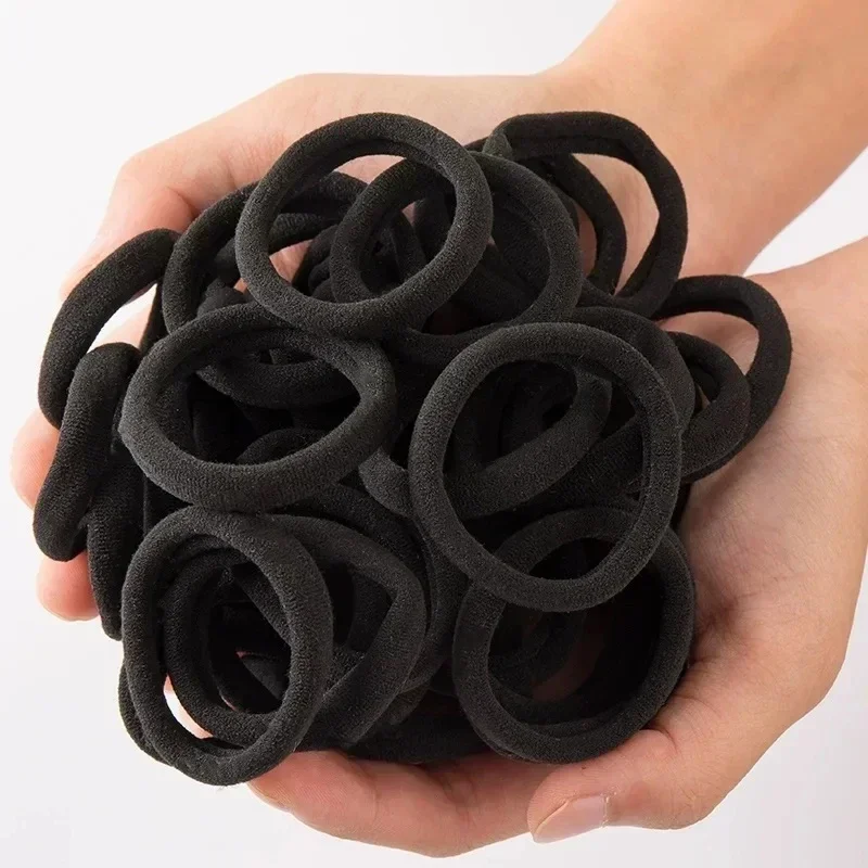 10/100pcs Black Basic Hair Bands Women Girls Simple High Elastic Rubber Ropes Scrunchies Headband Ties Ponytail Holders 2-5cm