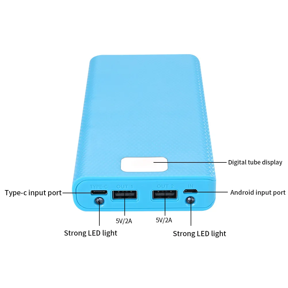 Fast Charging 18650 Power Bank 20000mAh USB Type C 5V Cases Battery Charge Storage Box Without Battery For iPhone Xiaomi Huawei