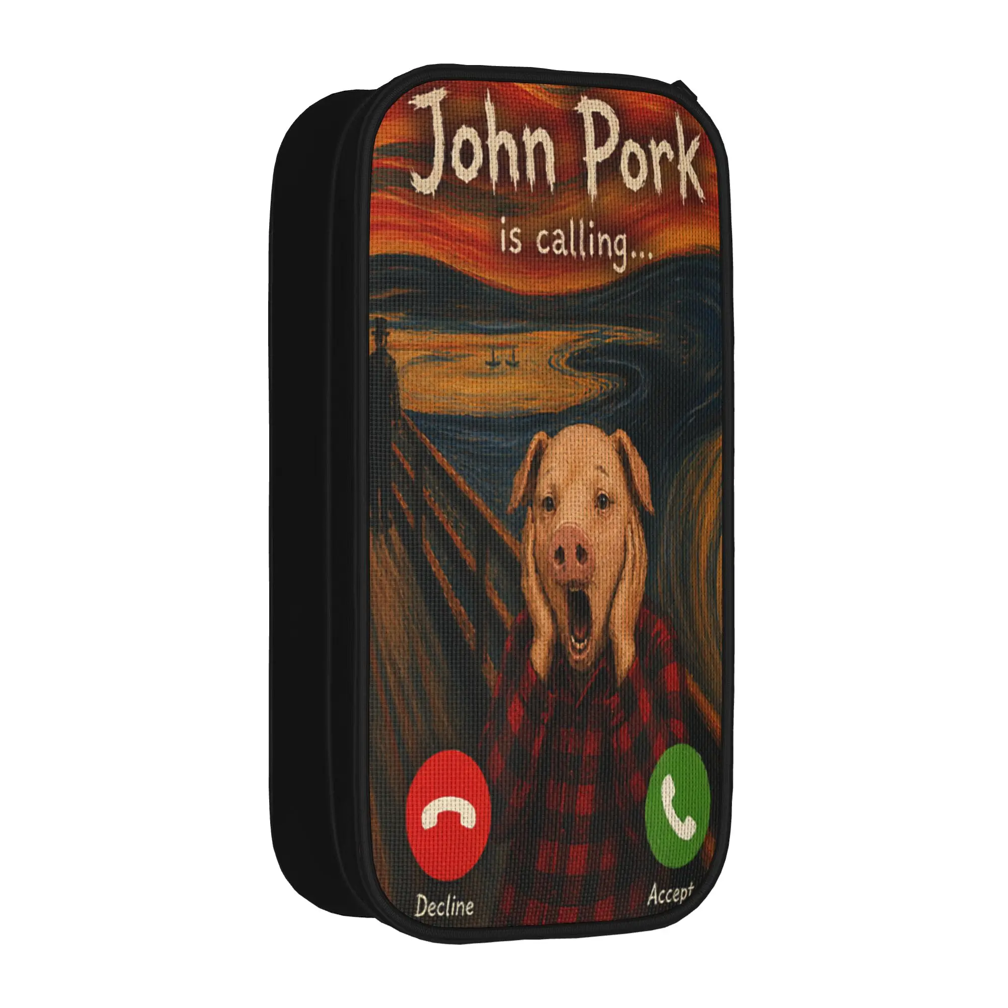 Lovely Pencil Case John Pork The Scream Edvard Munch Art Parody Funny Meme Pencil Pouch School Pencil Cases Boys Stationery