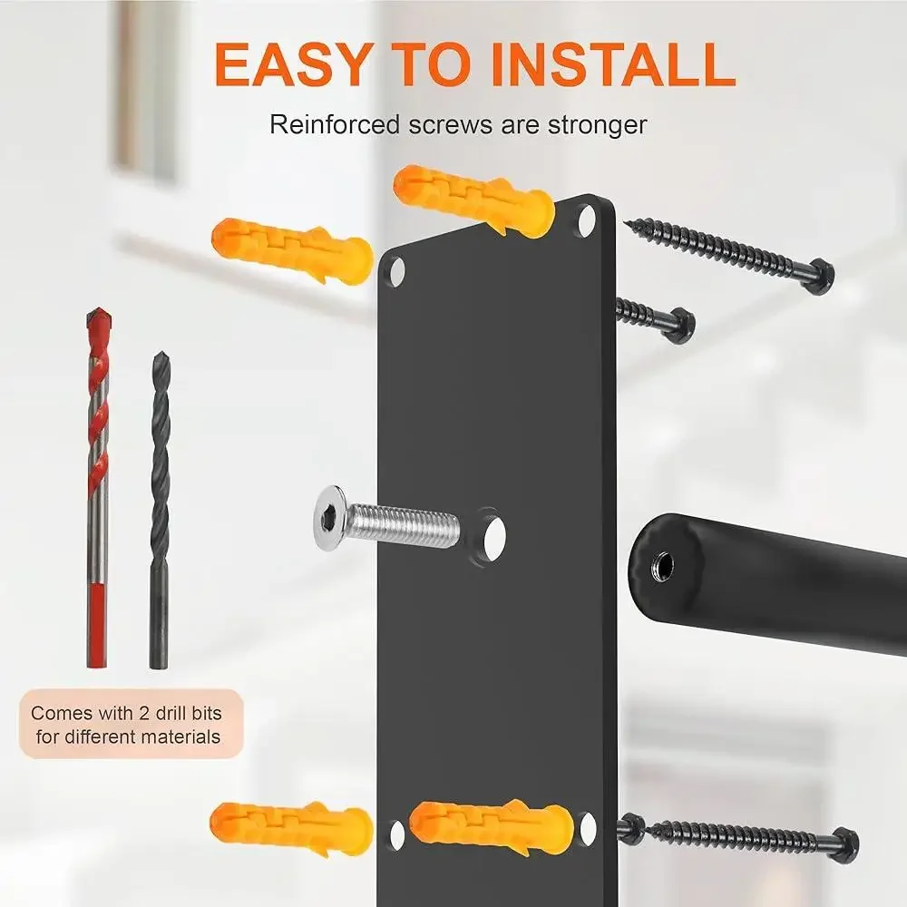 Outdoor Handrails Steps Wall Mount Grab Bars Safety Railing Kids Elderly 1-3 Steps Durable Steel Installation Tools Included