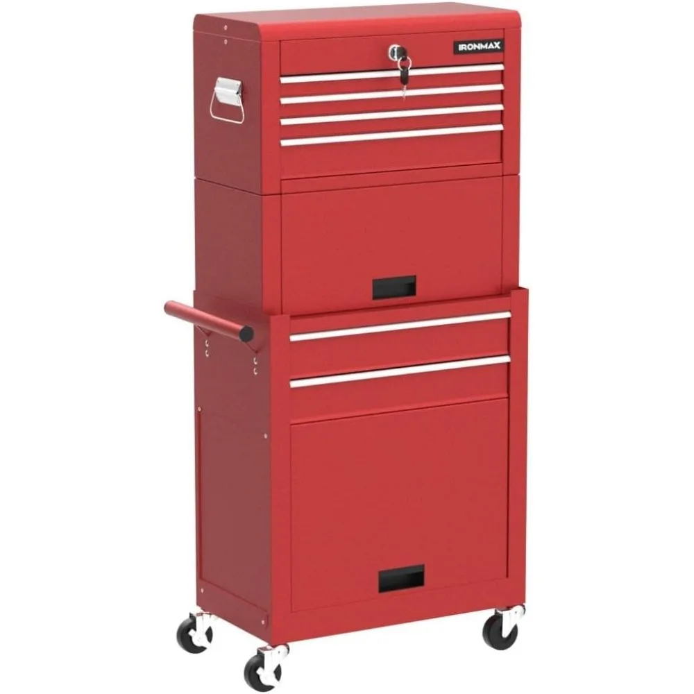 ユニバーサルロック式3-in-1ローリング6段ツールチェスト（取り外し可能な上部キャビネット付き、収納・整理用）