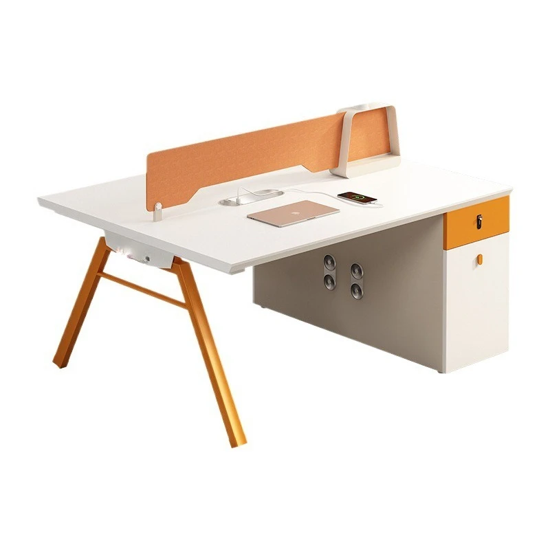 

New Orange Fashion Staff Desk 4-6 Workstation Desk Screen Computer Desk Modern Simple Table and Chair Combination