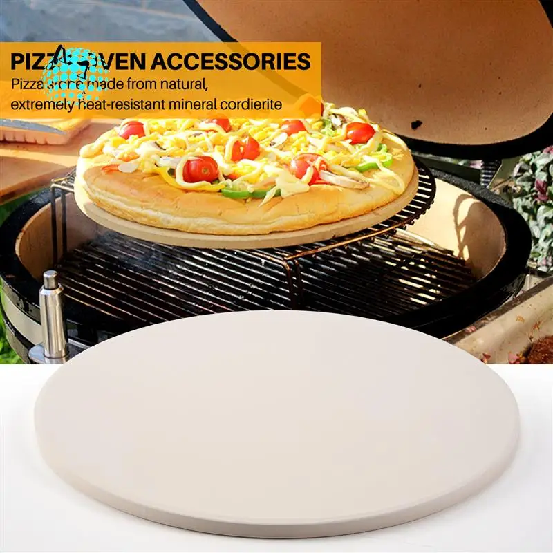 A07F-piedra de Pizza para hornear, placa de piedra de Pizza de azaferita para barbacoa, parrilla, horno, cocinero y servir Pizza, pan, queso, redondo, 30,5 Cm