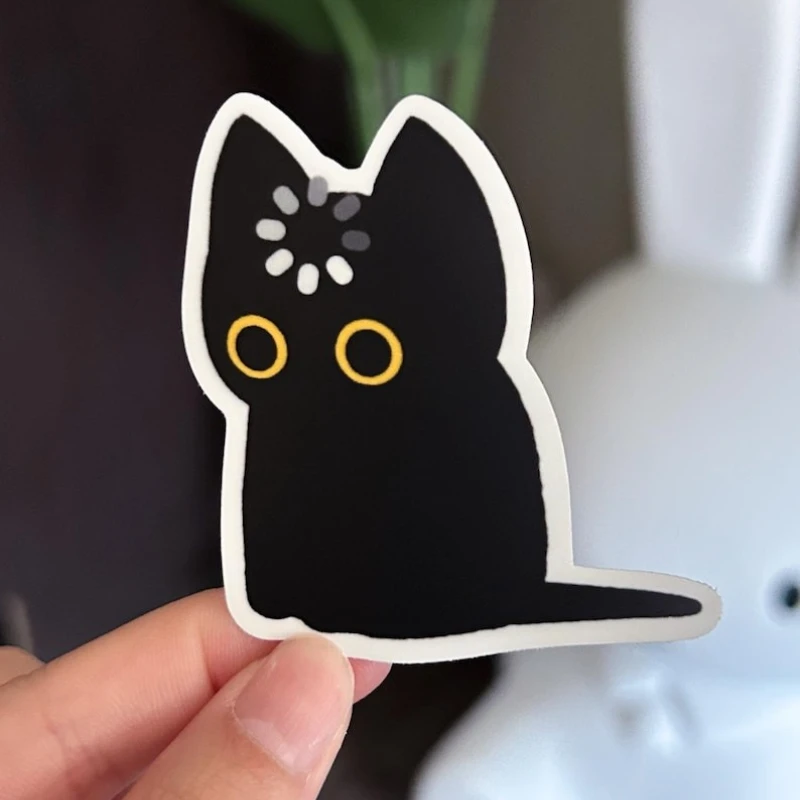 4PCS/SET  Cute Black Cat Sticker Yellow Eyes Pattern Adhesive Decal for Laptop Phone Car Decorative Waterproof