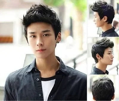 free shipping Korean Men Boys With Short Black Hair Wig