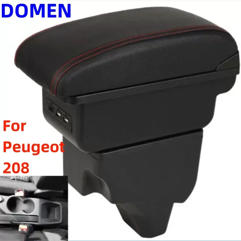 

For Peugeot 208 armrest box For 2008 armrest box Internal modification Retrofit parts USB Ashtray Car Accessories 2019 2020 2021