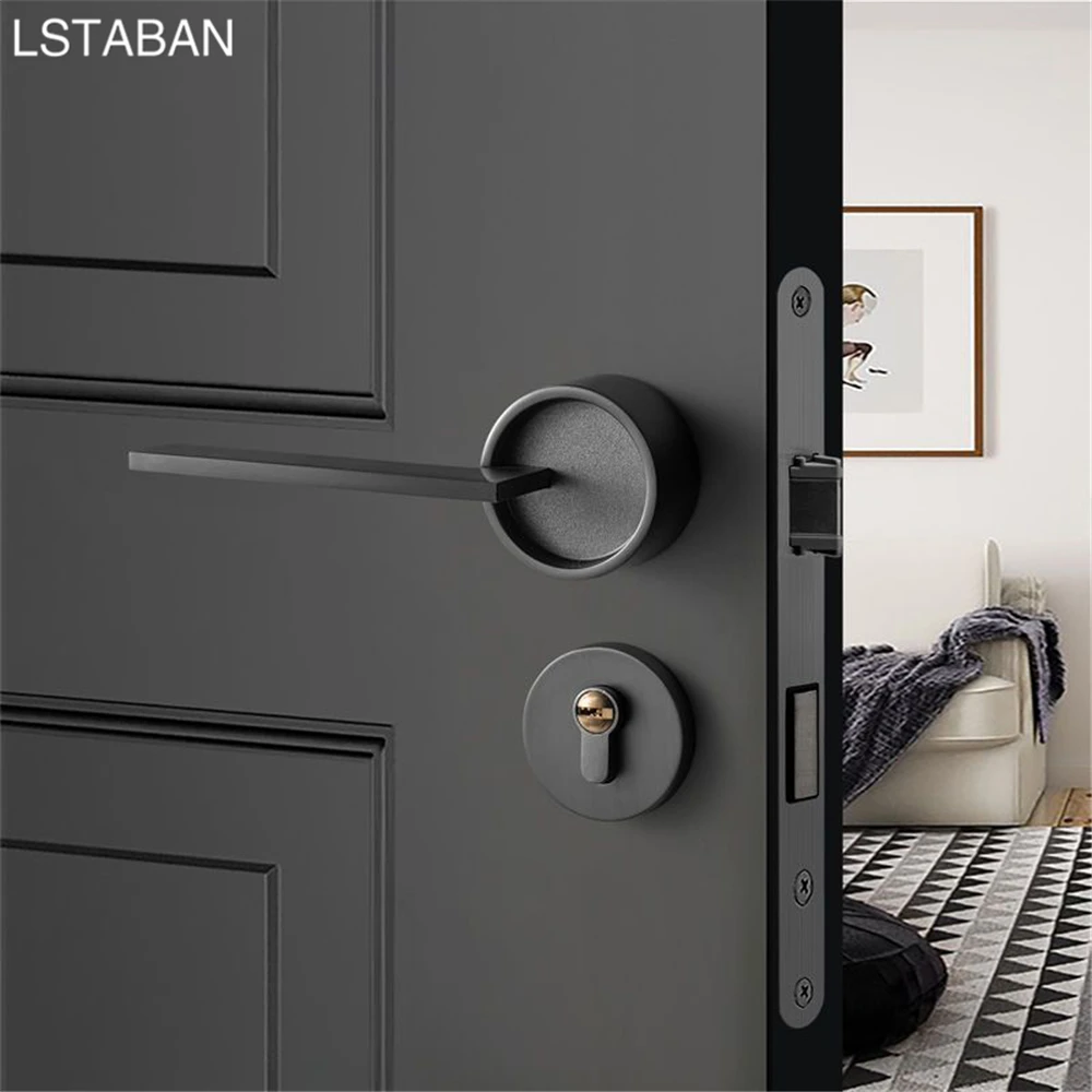 

Luxury Silent Door Lock Bedroom Door Handle with Lock Interior Security Door Handle Lock Cylinder Security Mute Split Door Locks