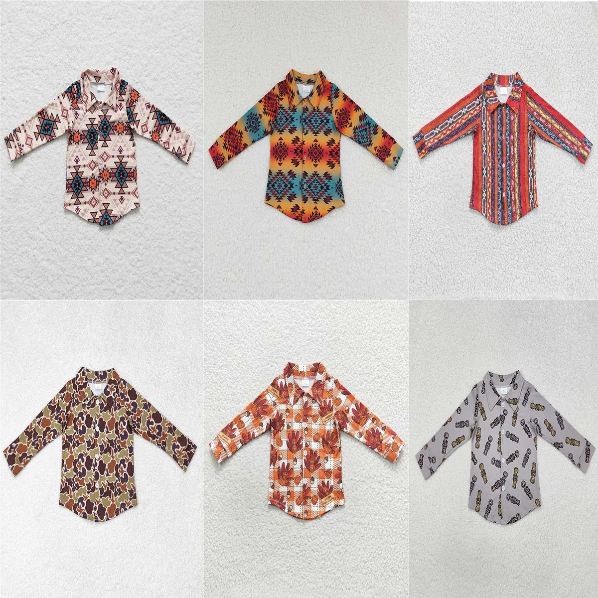 

Baby Boys Clothes Long Sleeve Western Print Top With Buttons Kids Cute Shirt Teenages Boutique Clothing