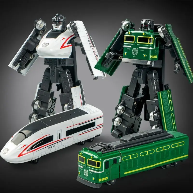 

Alloy Deformation Robot Train Toy Transform Diecast High Speed Rail Toys Engineering Vehicle Green Train Children Toy Kids Gift