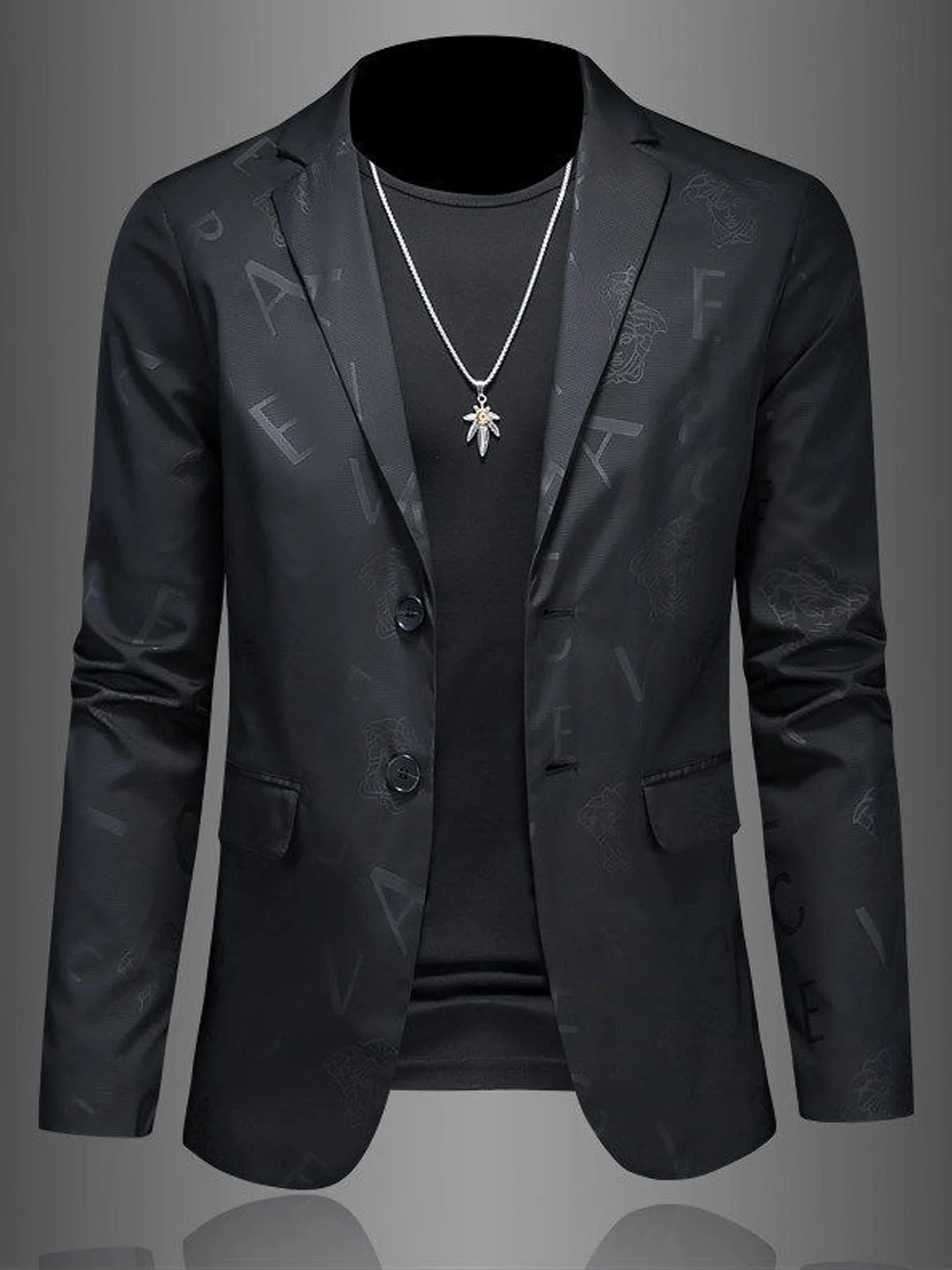 

Spring Autumn Men's Slim Fit Printed Casual Small Suit Jacket Business Commute Versatile Single West Top Fashion Urban Style