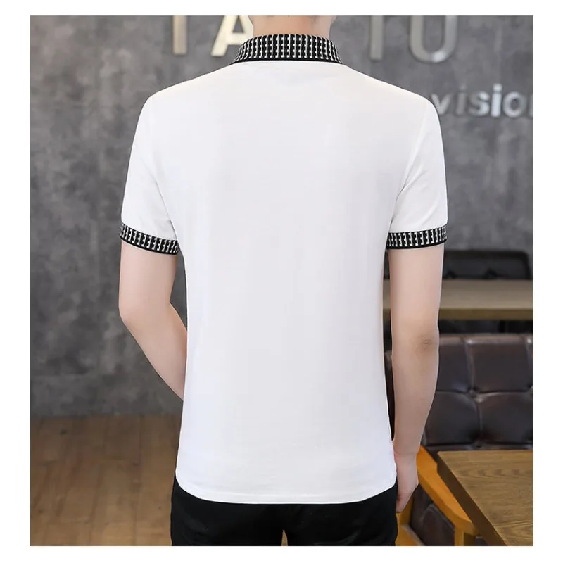Men's Polo Shirts Tshirt Premium Soft Fabric Solid Color Casual Pullover Summer Button Placket Tee
