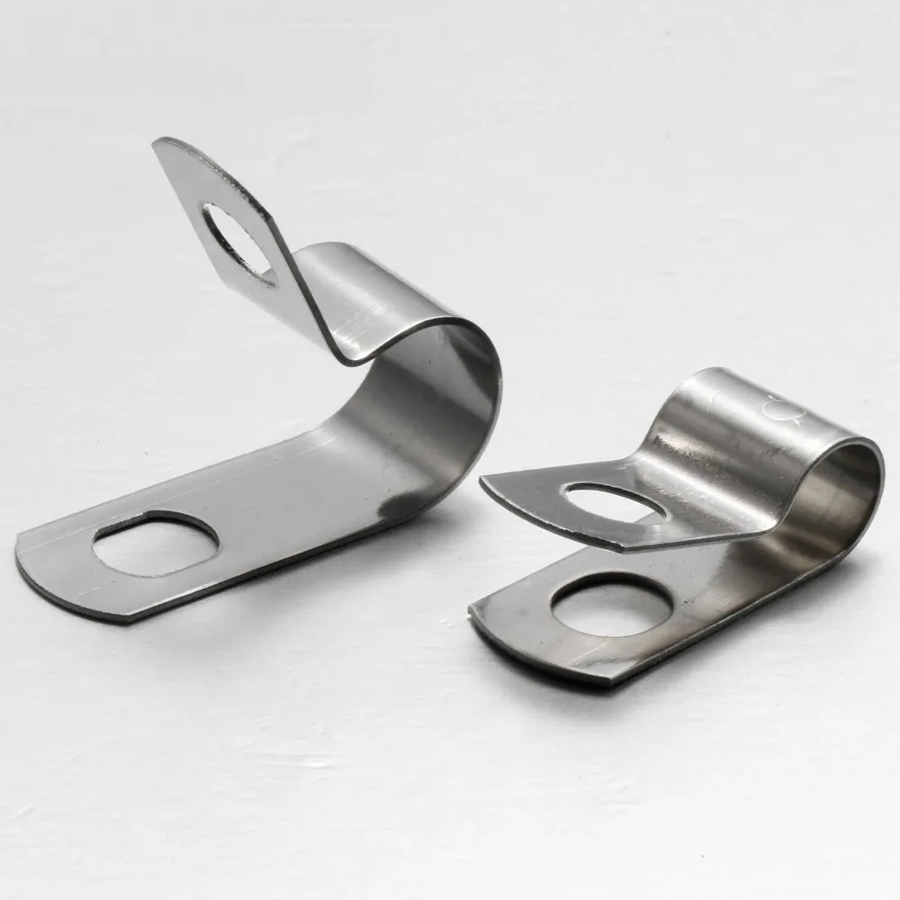 R-Shape Stainless Steel Two Hole Pipe Clamp Bracket Adjustable 4~30mm Tube Cable Fastening Clamp for Mechanical Pipeline