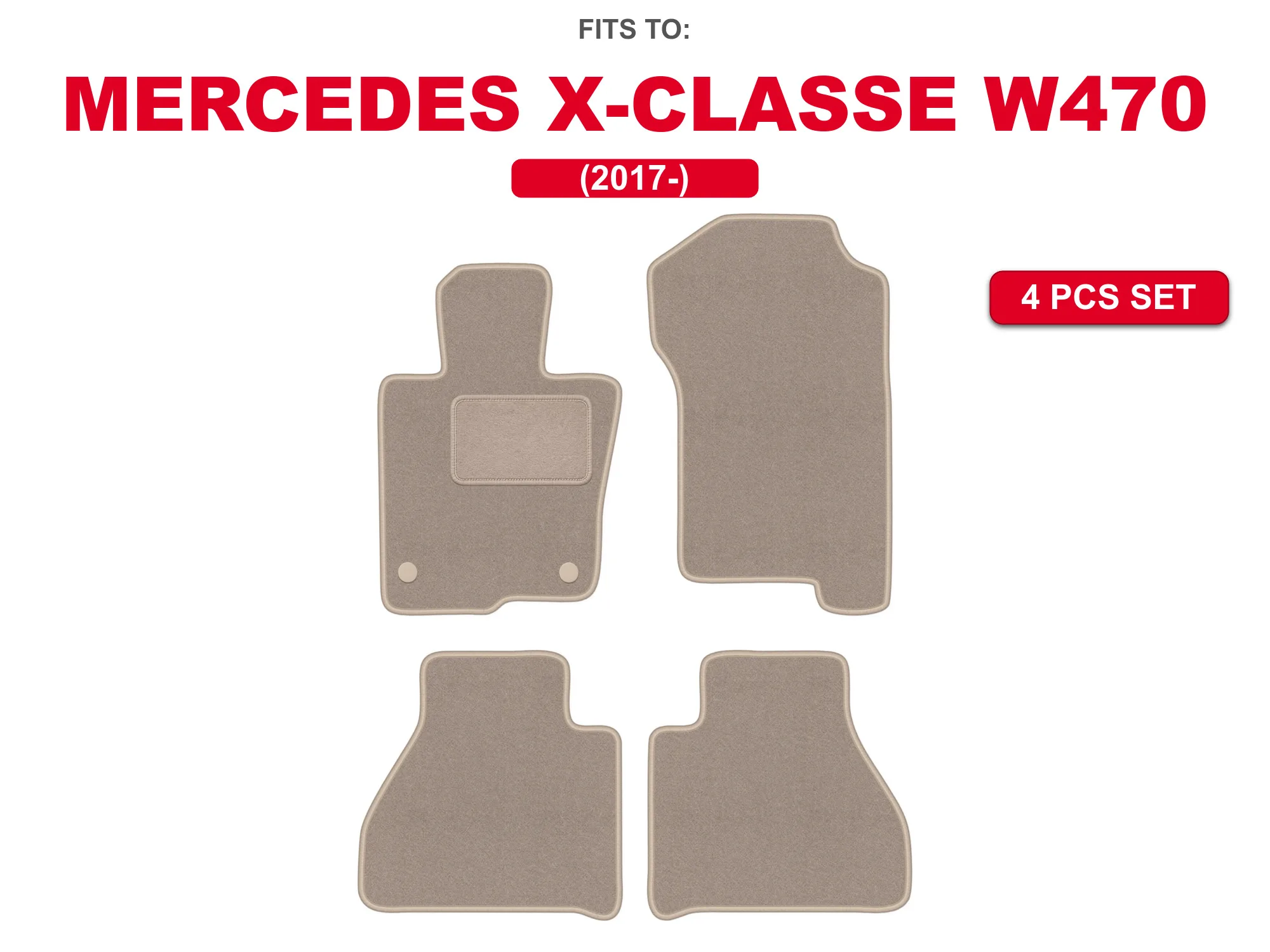 Velour matten voor: Mercedes X-Classe W470 2017- beige auto, passende automattenset