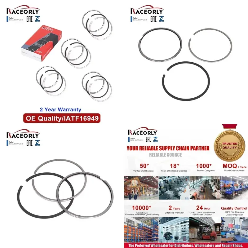 Hot Sale RACEORLY 03L198151C Solid Piston Ring Set STD 81mm 1.75/2.0/3.0 for Transporter Amarok Jetta Golf 2.0 TDI