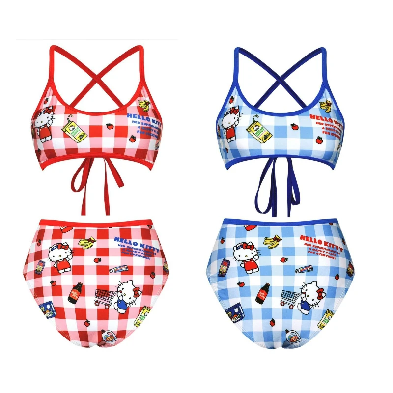 

Anime Sanrios Hello Kitty Women'sSwimsuit Set SummerVacation Beach Sexy Bikini Y2KGirls Split Swimwear Panties Soft Quick Drying
