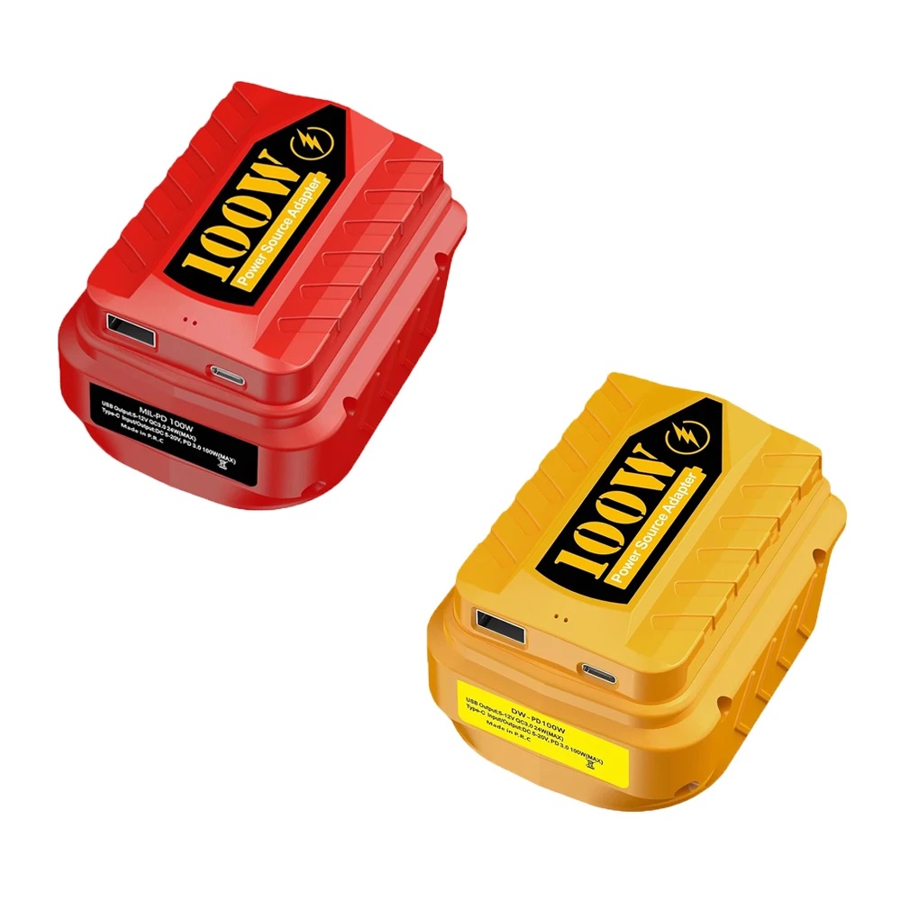 PD100W Charger for Dewalt/Milwaukee/Makita 18/20V Batteries USB Battery Adapter with USB and Type-C Ports for Electronic Devices