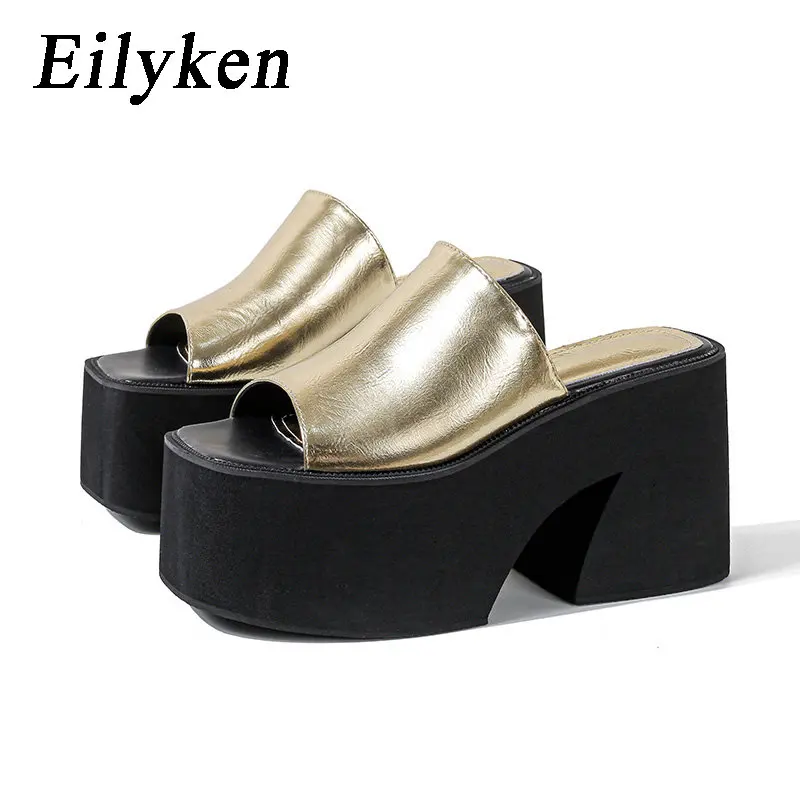 Eilyken Design kwadratowe noski sandały na platformie sandały w stylu ulicznym letnie klubowe wysokie obcasy modne damskie buty Zapatillas Mujer