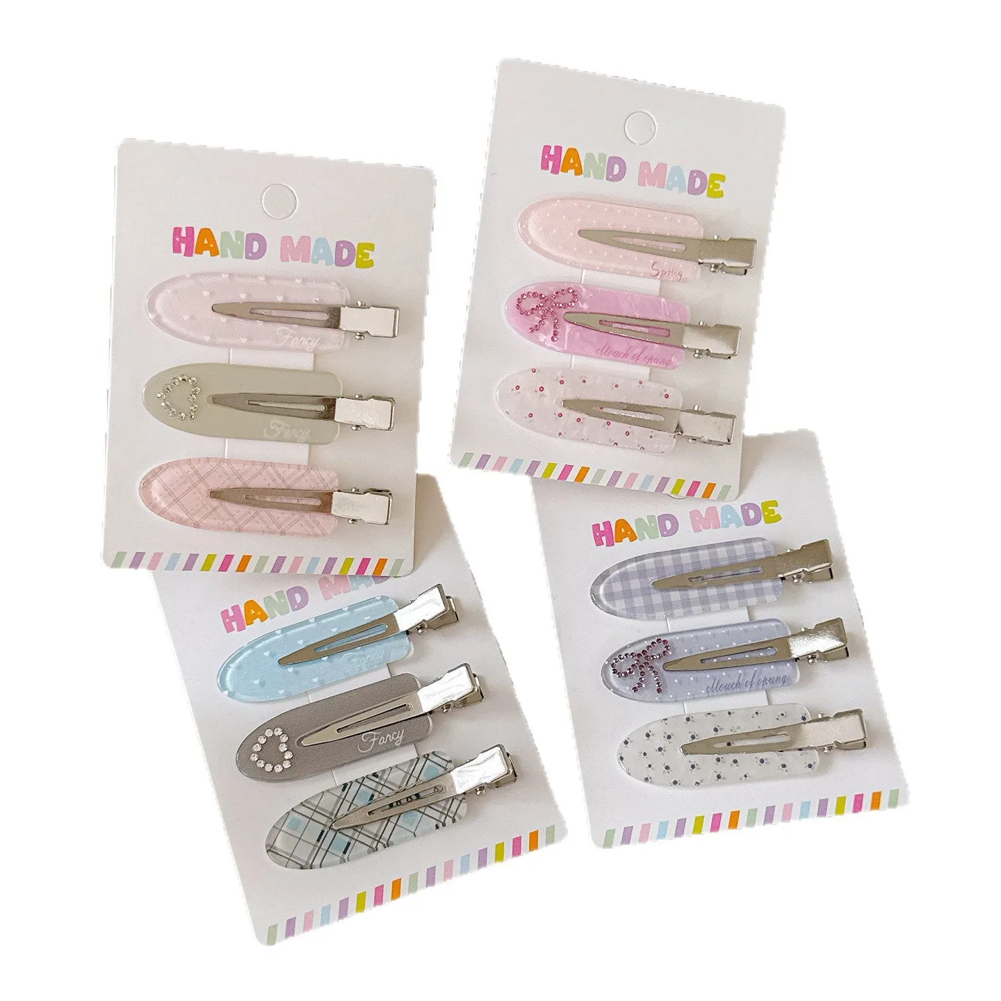 3-teiliges Set Süße Liebes-Strass-Haarspangen, Seitliche Pony-Clips, Niedliche Spurlose Haarklammern, Kopfschmuck-Set – Detail 5