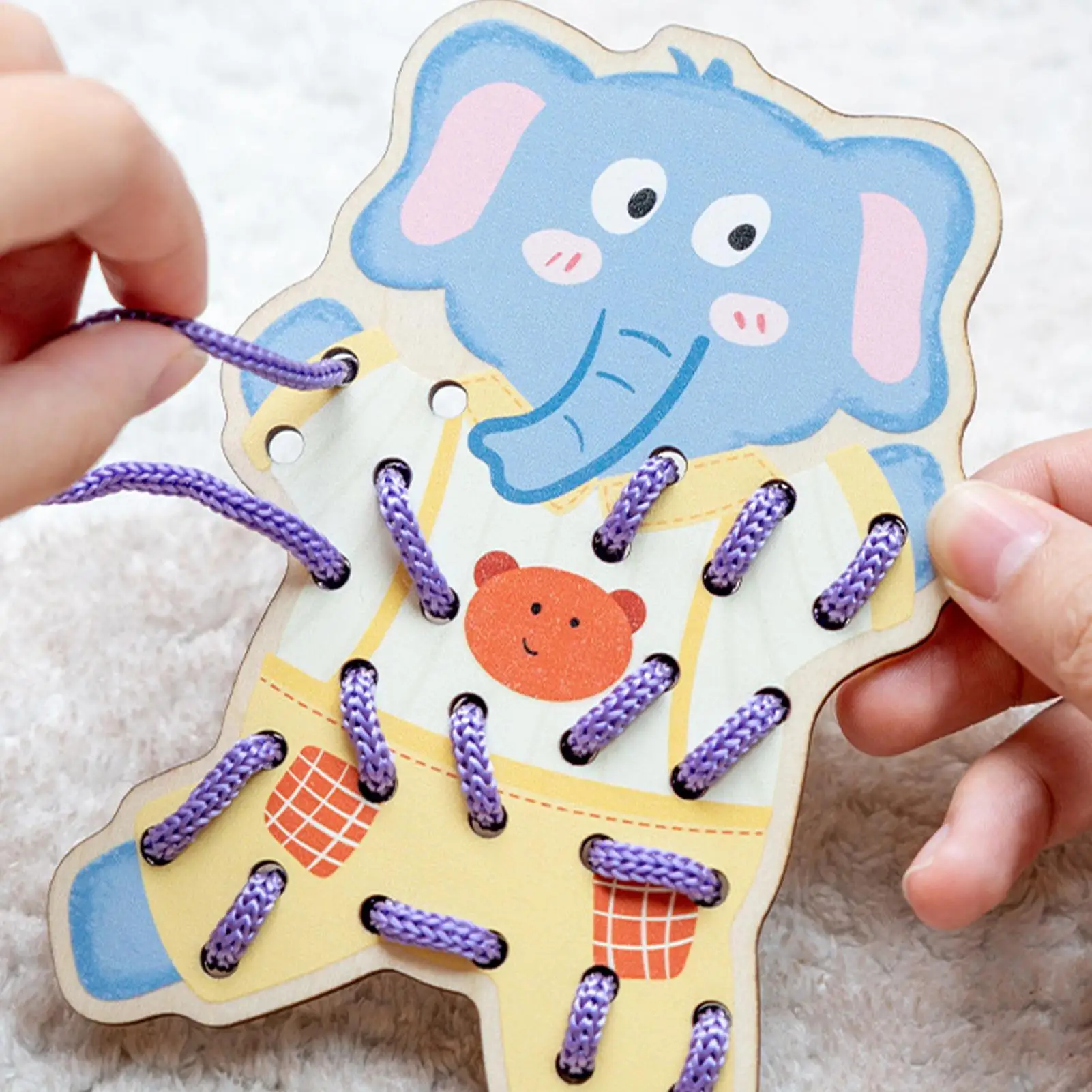 لعبة جلد للأطفال المهارات الحركية الدقيقة التعلم المبكر لعبة ربط خشبية لمرحلة ما قبل المدرسة الأطفال الصغار بنين بنات المنزل #4