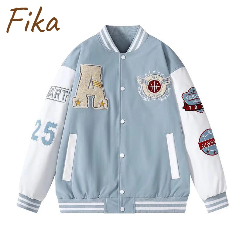 

High Street Letter A Couple Baseball Suit 2024 Trend Personality Armband Men Clothing All-match Loose Stand-up Collar Men Jacket