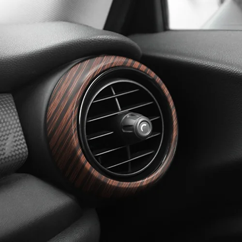 Imagen 2 del producto Cubierta de salida de anillo de ventilación de aire de coche, funda para Mini Cooper One S JCW F55 F56 F57, carcasa de fibra de carbono, accesorios adhesivos decorativos