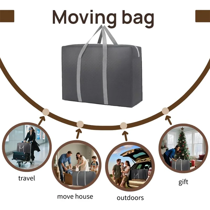 

Foldable Moving Bags - Heavy Duty Non Woven Storage for Bedding, Clothes Home Relocation Comforters Moving