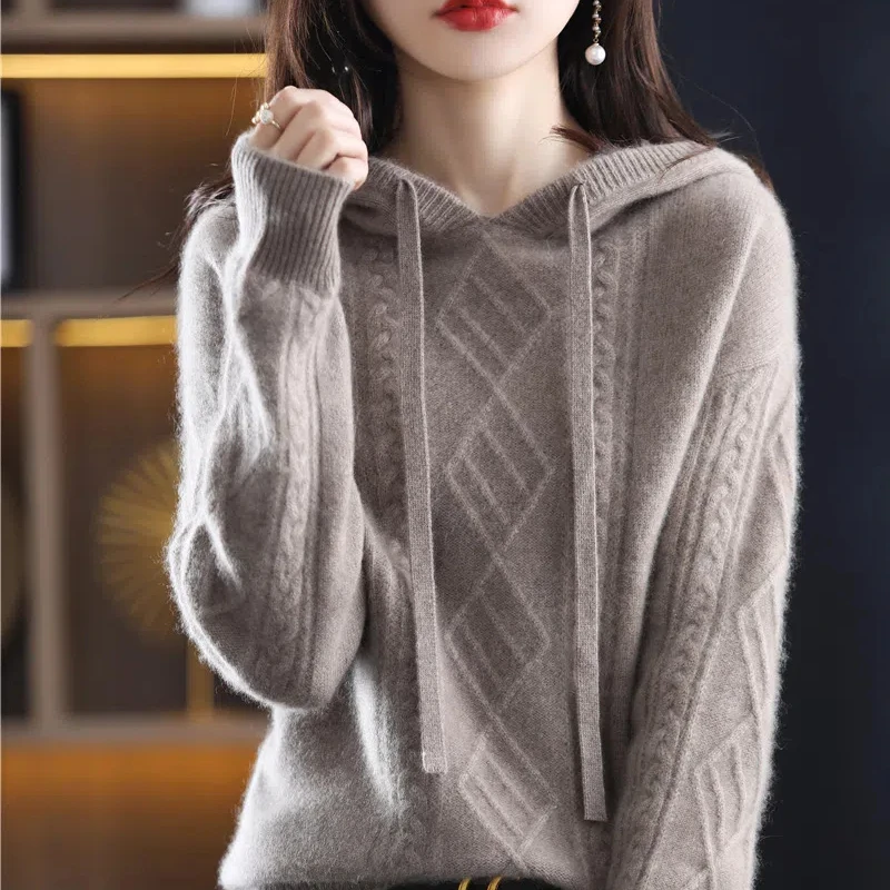 Autumn Winter New Fashion Solid Hoodies Long Sleeve Sweaters Women\'s Clothing Casual Loose Pullovers Drawstring Korean Chic Tops