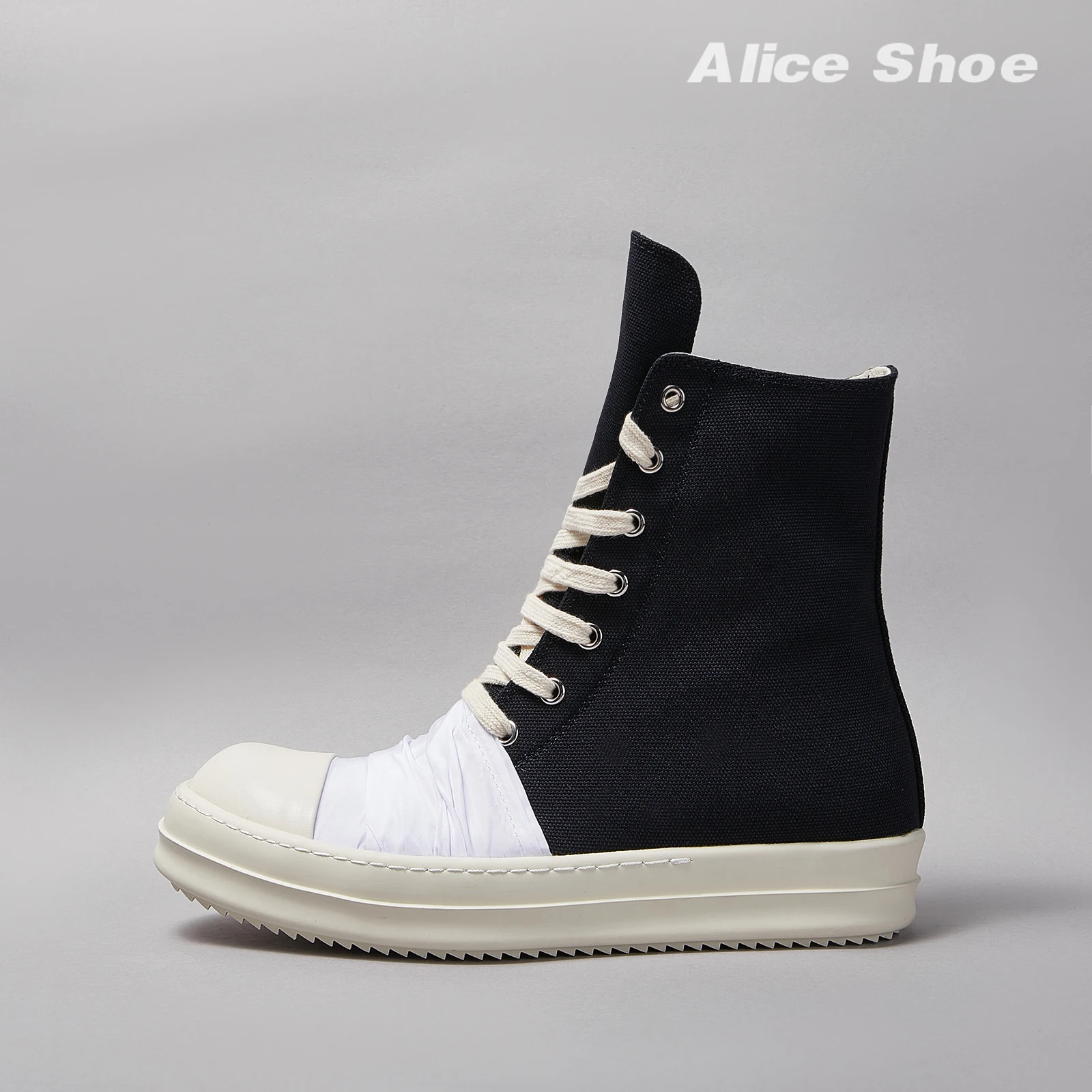 Casual High Top Quality Black-White Pleated Designer Men Shoe Fashion ow-en Zip Thick-sole Canvas sr-ick Platform Women Sneaker