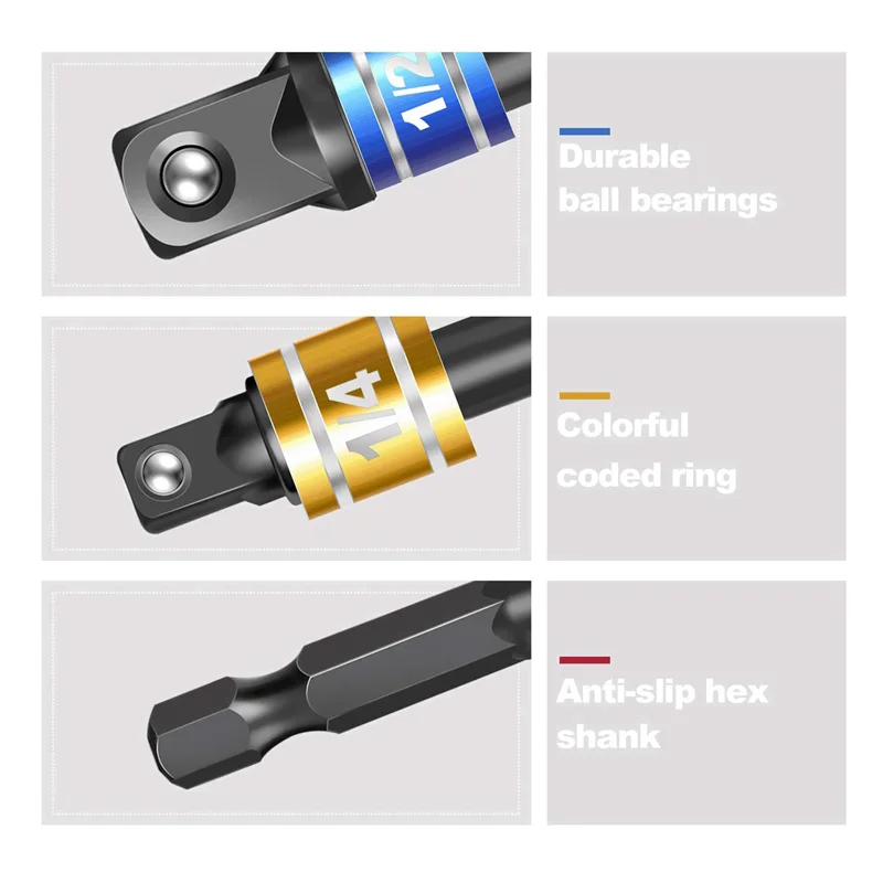 

Набор адаптеров для ударной отвертки ABUF-8 шт., для шестигранного хвостовика 1/4 дюйма с квадратным гнездом, поворотная дрель в гайковерт