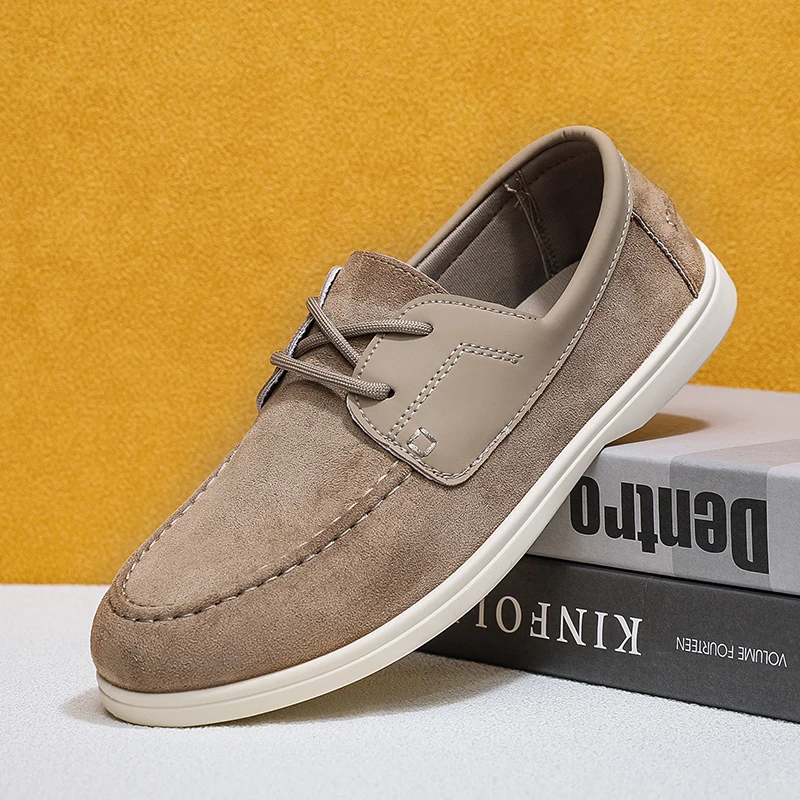 

Men's Loafers Soft Top Casual Walking and Driving Shoe Office Penny Flat Boat Shoe Comfortable Leather for One Foot Pedaling